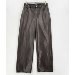 Wild Fable Brown Faux Leather Pants Size 4 High Rise Straight Leg Y2K Moto Chic